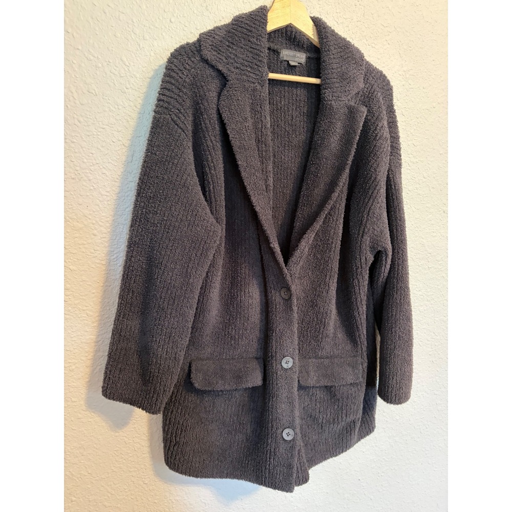 Barefoot Dreams Womens CozyChic Notch Lapel Cardigan Carbon Gray L/XL